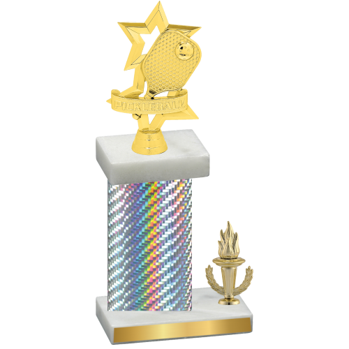 Accented Single Silver Carbon Fiber Victory Pickleball Trophy