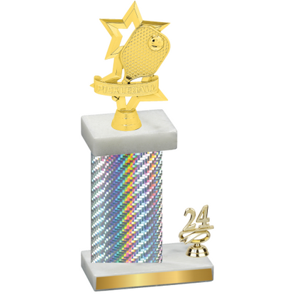 Accented Single Silver Carbon Fiber Year Pickleball Trophy