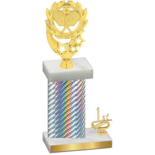 Accented Single Silver Carbon Fiber First Place Pickleball Trophy