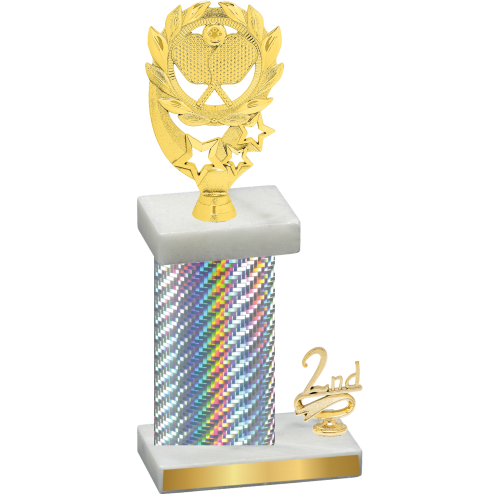 Accented Single Silver Carbon Fiber Second Place Pickleball Trophy