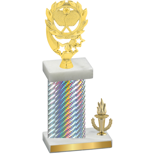 Accented Single Silver Carbon Fiber Victory Pickleball Trophy