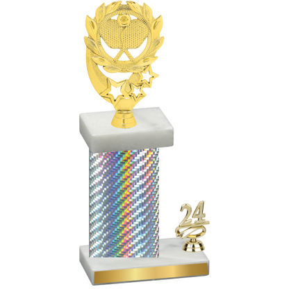 Accented Single Silver Carbon Fiber Year Pickleball Trophy