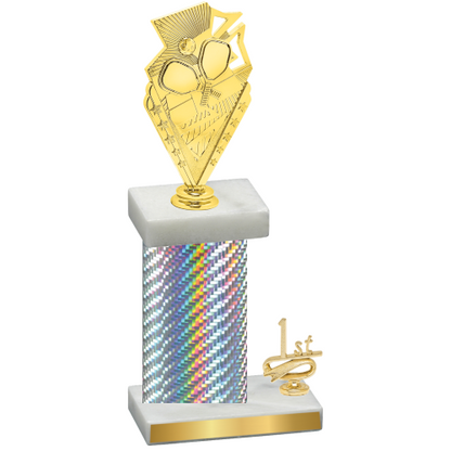 Accented Single Silver Carbon Fiber First Place Pickleball Trophy