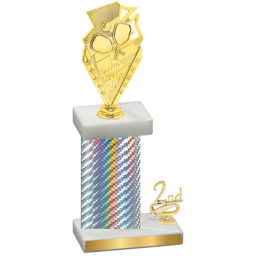 Accented Single Silver Carbon Fiber Second Place Pickleball Trophy