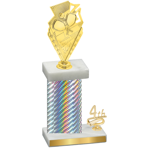 Accented Single Silver Carbon Fiber Fourth Place Pickleball Trophy