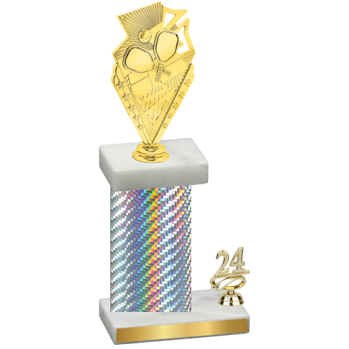 Accented Single Silver Carbon Fiber Year Pickleball Trophy