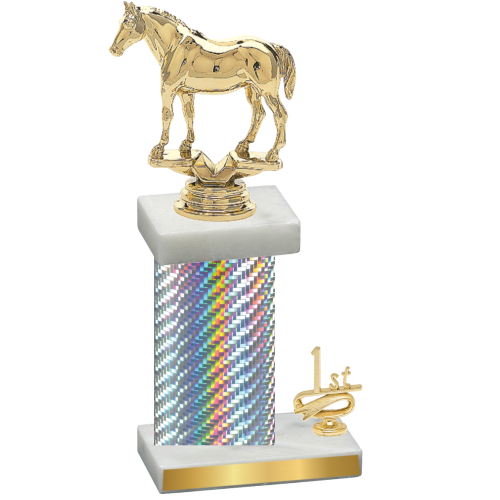 Accented Single Silver Carbon Fiber First Place Horses Trophy