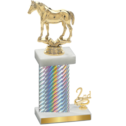 Accented Single Silver Carbon Fiber Second Place Horses Trophy