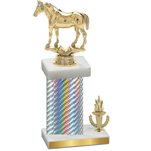 Accented Single Silver Carbon Fiber Victory Horses Trophy