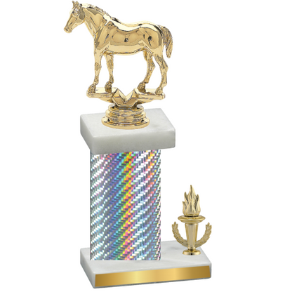 Accented Single Silver Carbon Fiber Victory Horses Trophy