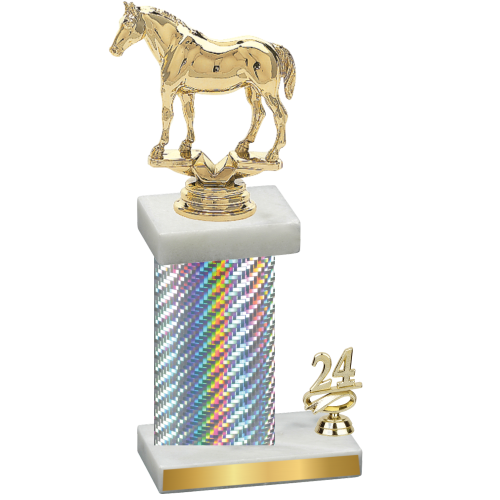 Accented Single Silver Carbon Fiber Year Horses Trophy