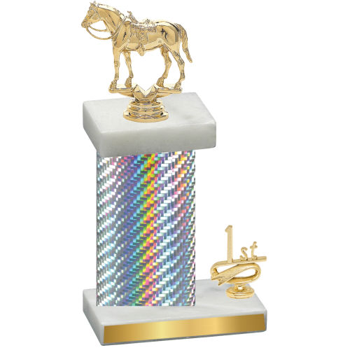 Accented Single Silver Carbon Fiber First Place Horses Trophy