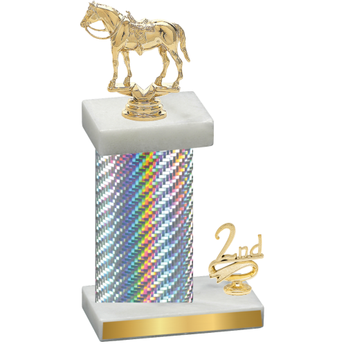 Accented Single Silver Carbon Fiber Second Place Horses Trophy