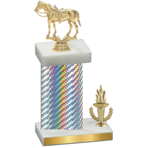 Accented Single Silver Carbon Fiber Victory Horses Trophy