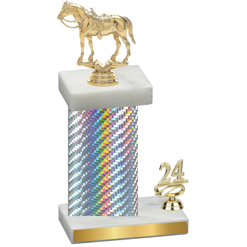 Accented Single Silver Carbon Fiber Year Horses Trophy