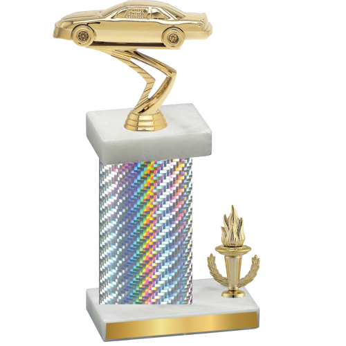 Accented Single Silver Carbon Fiber Victory Cars Trophy