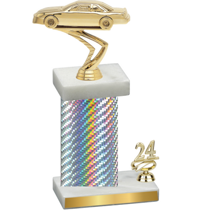 Accented Single Silver Carbon Fiber Year Cars Trophy