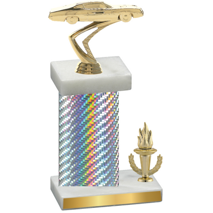 Accented Single Silver Carbon Fiber Victory Cars Trophy