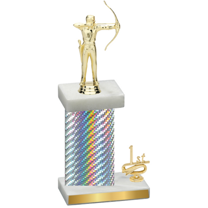 Accented Single Silver Carbon Fiber First Place Archery Trophy