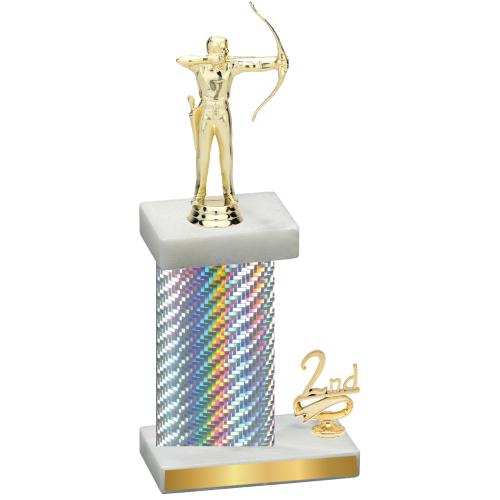Accented Single Silver Carbon Fiber Second Place Archery Trophy