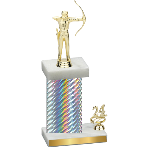 Accented Single Silver Carbon Fiber Year Archery Trophy