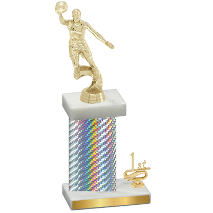 Accented Single Silver Carbon Fiber First Place Basketball Trophy