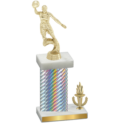 Accented Single Silver Carbon Fiber Victory Basketball Trophy