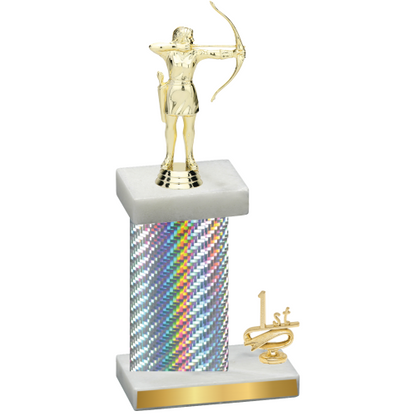 Accented Single Silver Carbon Fiber First Place Archery Trophy