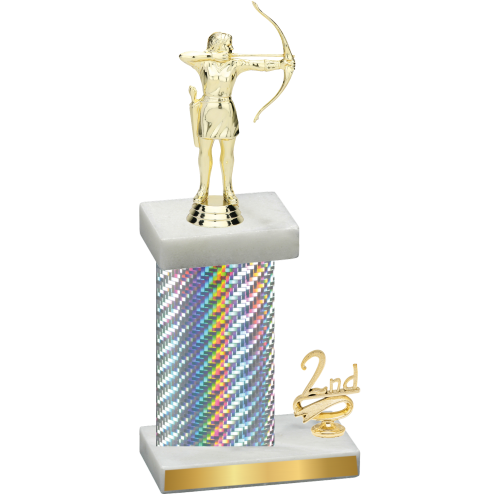Accented Single Silver Carbon Fiber Second Place Archery Trophy