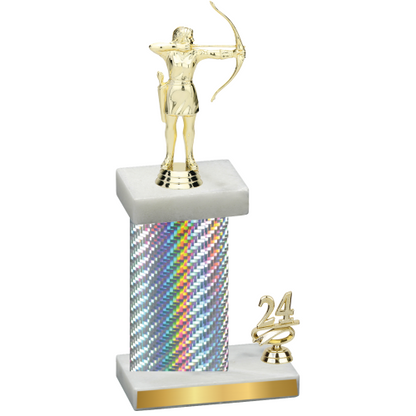 Accented Single Silver Carbon Fiber Year Archery Trophy