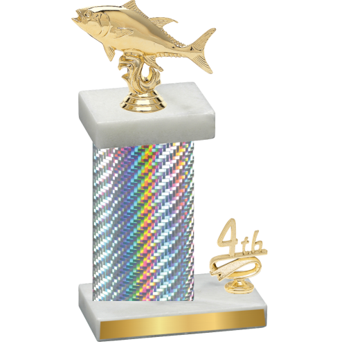 Accented Single Silver Carbon Fiber Fourth Place Fishing Trophy