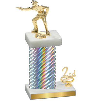 Accented Single Silver Carbon Fiber Second Place Shooter Trophy