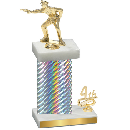 Accented Single Silver Carbon Fiber Fourth Place Shooter Trophy