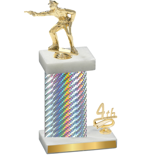 Accented Single Silver Carbon Fiber Fourth Place Shooter Trophy