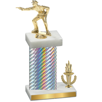 Accented Single Silver Carbon Fiber Victory Shooter Trophy