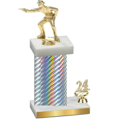 Accented Single Silver Carbon Fiber Year Shooter Trophy