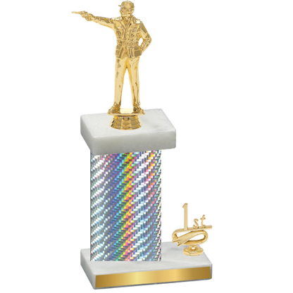 Accented Single Silver Carbon Fiber First Place Shooter Trophy