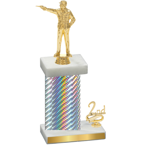 Accented Single Silver Carbon Fiber Second Place Shooter Trophy