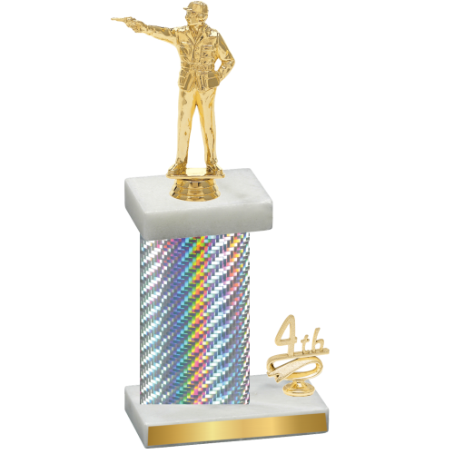 Accented Single Silver Carbon Fiber Fourth Place Shooter Trophy