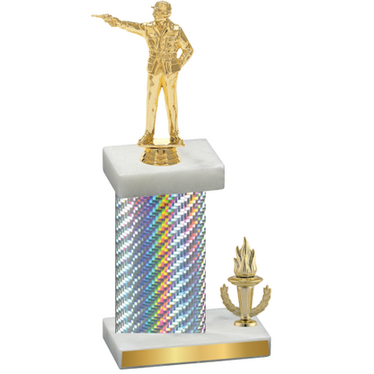 Accented Single Silver Carbon Fiber Victory Shooter Trophy