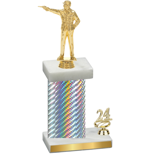 Accented Single Silver Carbon Fiber Year Shooter Trophy