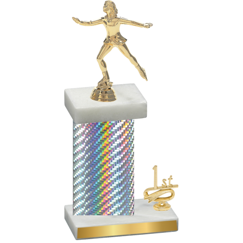 Accented Single Silver Carbon Fiber First Place Skater Trophy