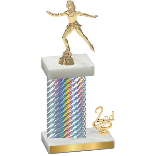 Accented Single Silver Carbon Fiber Second Place Skater Trophy