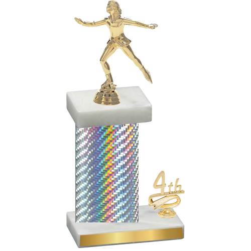 Accented Single Silver Carbon Fiber Fourth Place Skater Trophy