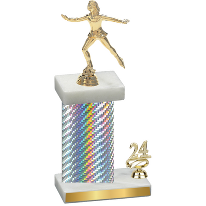 Accented Single Silver Carbon Fiber Year Skater Trophy