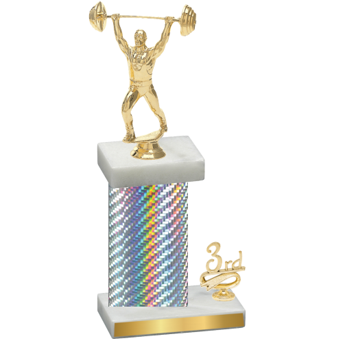 Accented Single Silver Carbon Fiber Third Place Weights Trophy