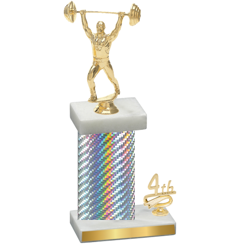 Accented Single Silver Carbon Fiber Fourth Place Weights Trophy