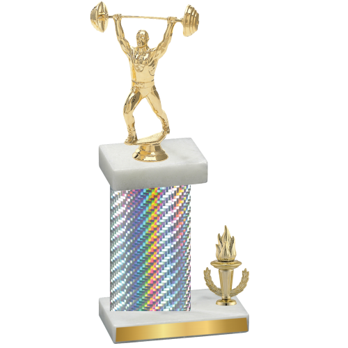 Accented Single Silver Carbon Fiber Victory Weights Trophy