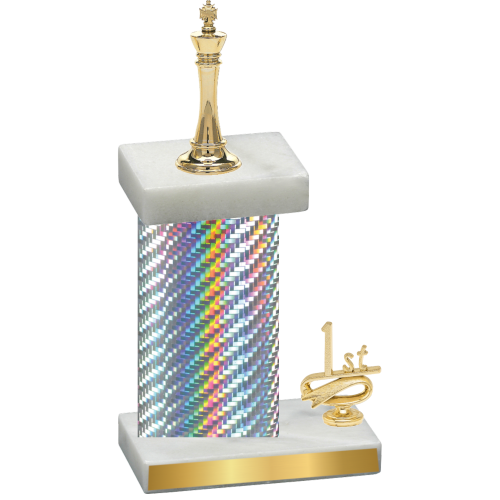 Accented Single Silver Carbon Fiber First Place Chess Trophy