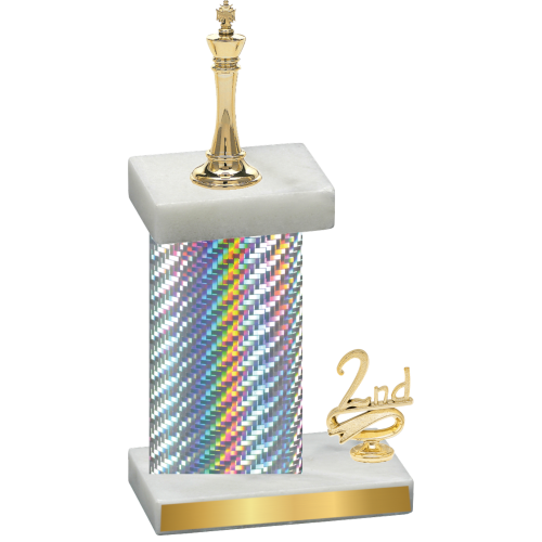 Accented Single Silver Carbon Fiber Second Place Chess Trophy